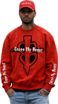 Red Cross My Heart heart graphic crewneck sweatshirt