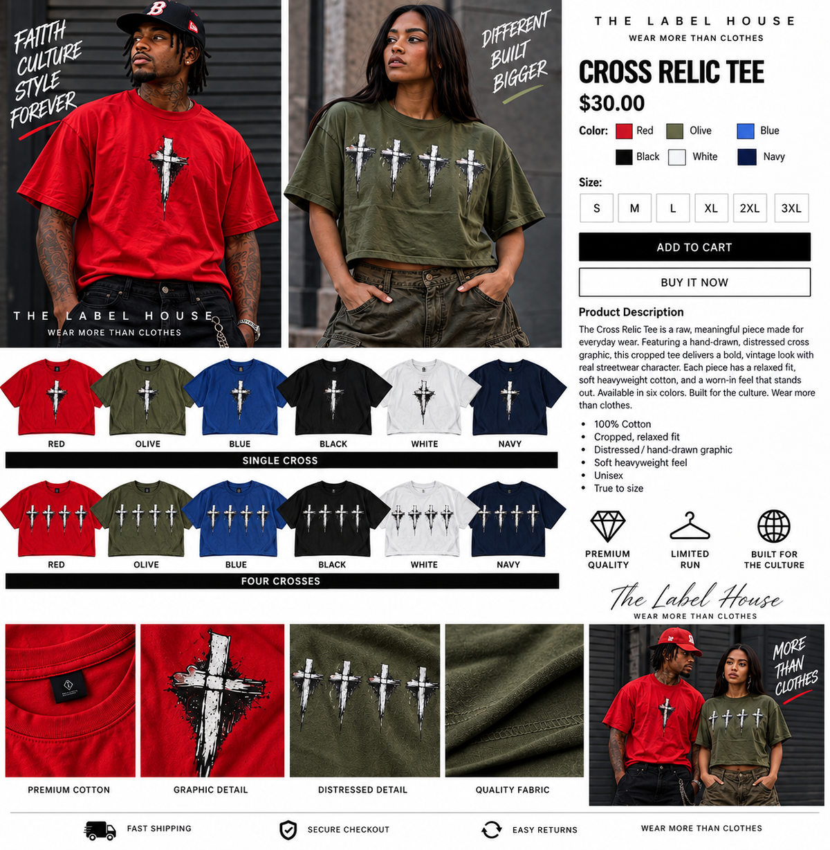 Cross Relic Tee color and graphic options