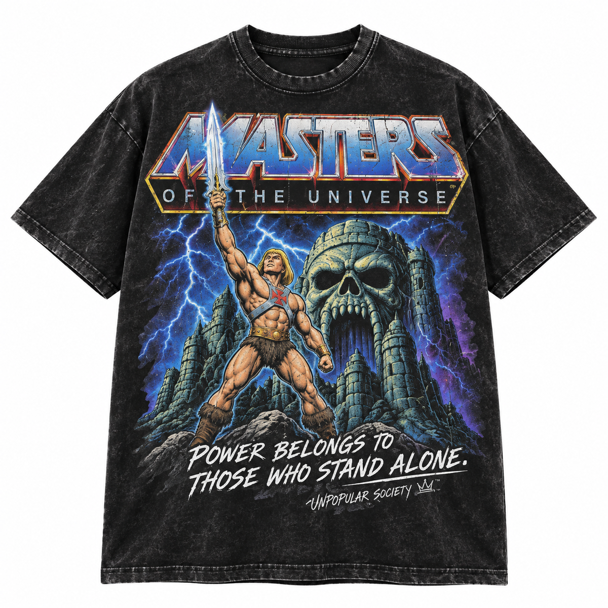 Unpopular Society Power Belongs to Those Who Stand Alone acid-wash tee product view