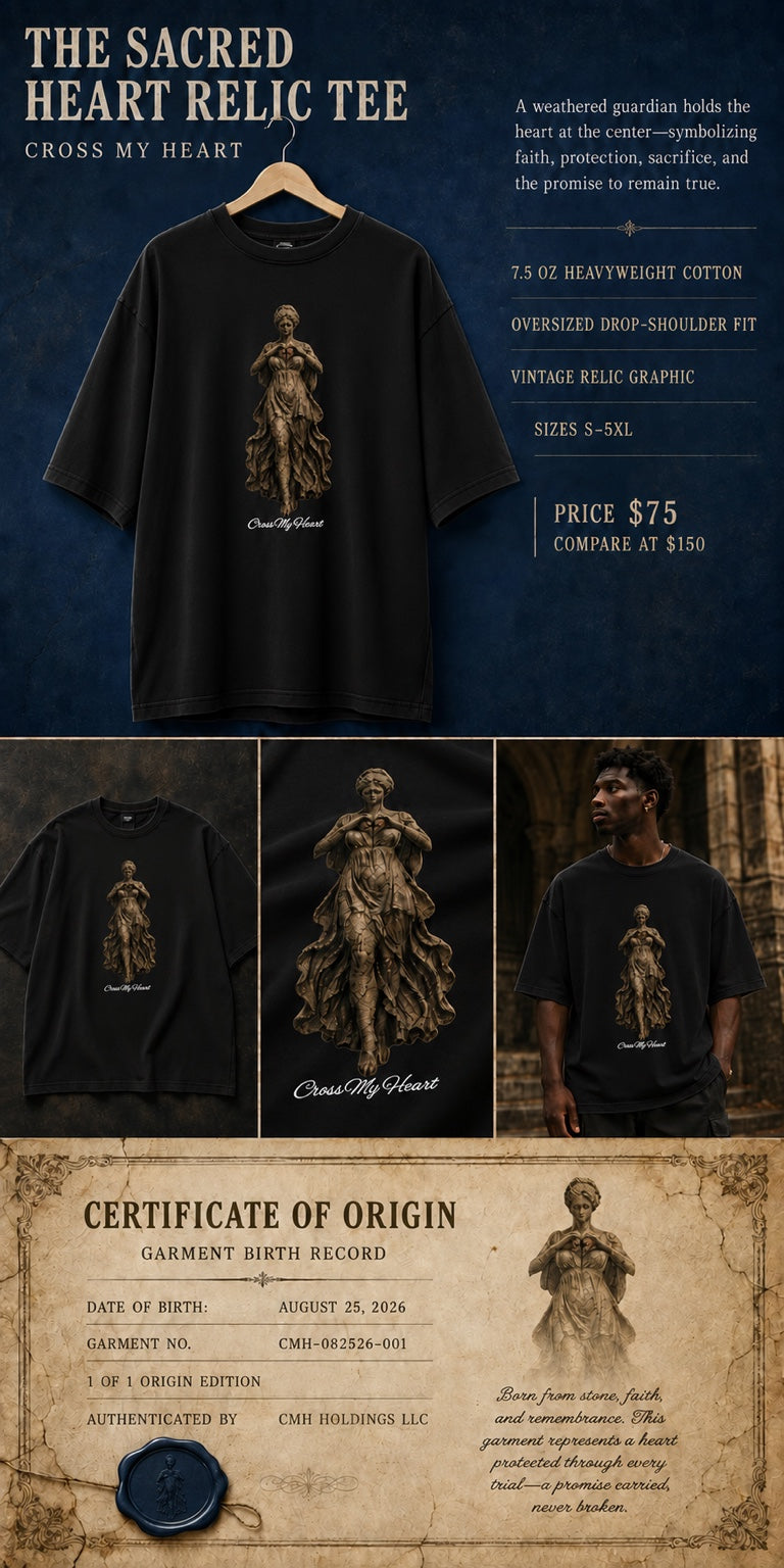 Cross My Heart Sacred Heart Relic Tee black