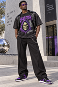 Unpopular Society Evil Never Goes Out of Style acid-wash tee on model