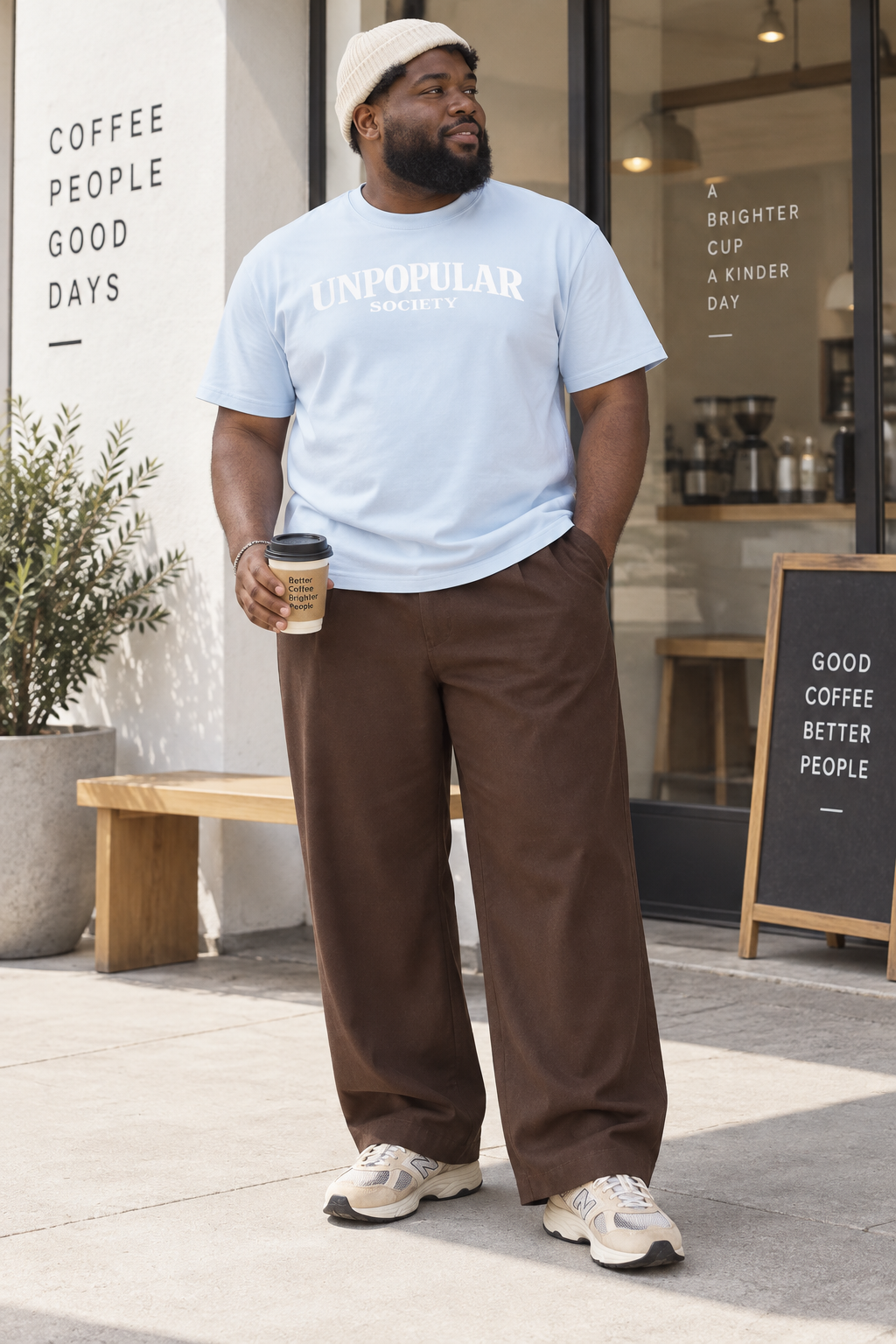 Unpopular Society classic tee Ice Water color on model
