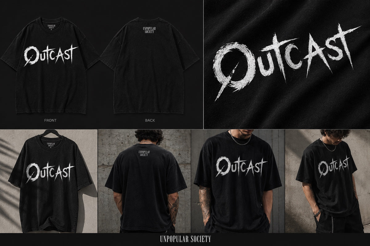 Unpopular Society Outcast black tee lookbook