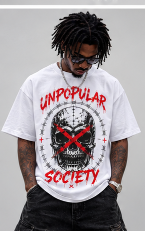 Unpopular Society Skull X Tee model front